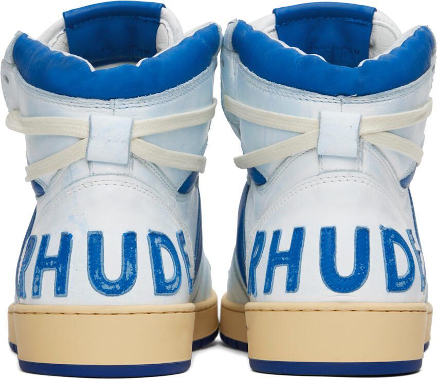 Rhude White  Blue Rhecess Hi Sneakers