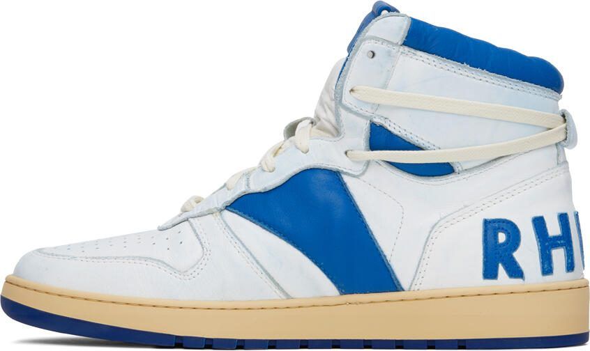Rhude White  Blue Rhecess Hi Sneakers - Picture 3
