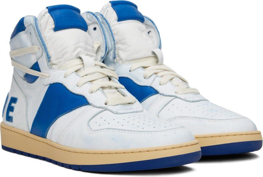 Rhude White  Blue Rhecess Hi Sneakers - Picture 2