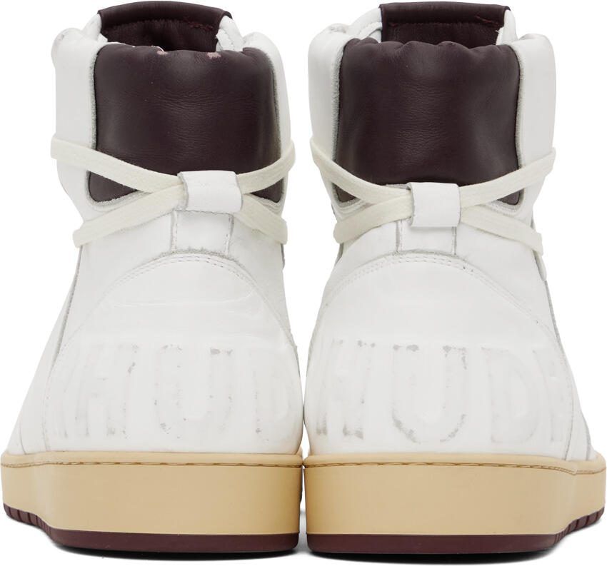 Rhude White  Burgundy Rhecess-Sky Hi Sneakers