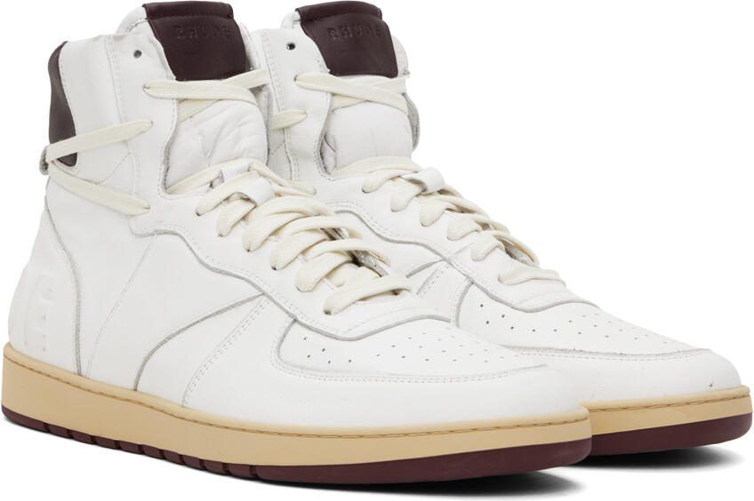 Rhude White  Burgundy Rhecess-Sky Hi Sneakers - Picture 2