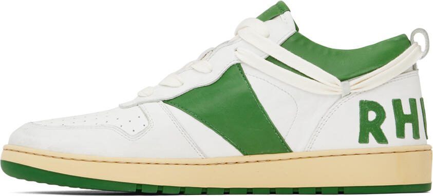 Rhude White  Green Rhecess Low Sneakers - Picture 11