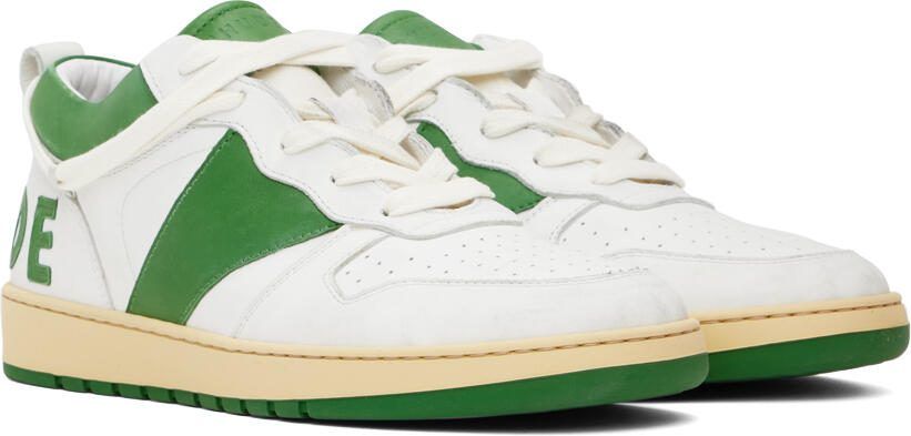 Rhude White  Green Rhecess Low Sneakers - Picture 10