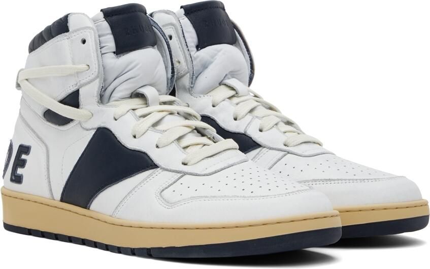 Rhude White  Navy Rhecess Hi Sneakers - Picture 2