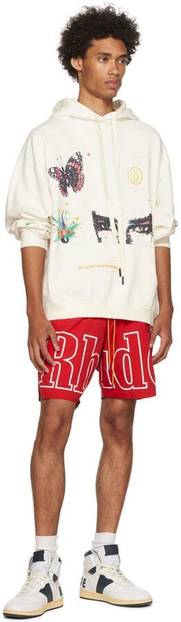 Rhude White  Navy Rhecess Hi Sneakers - Picture 4