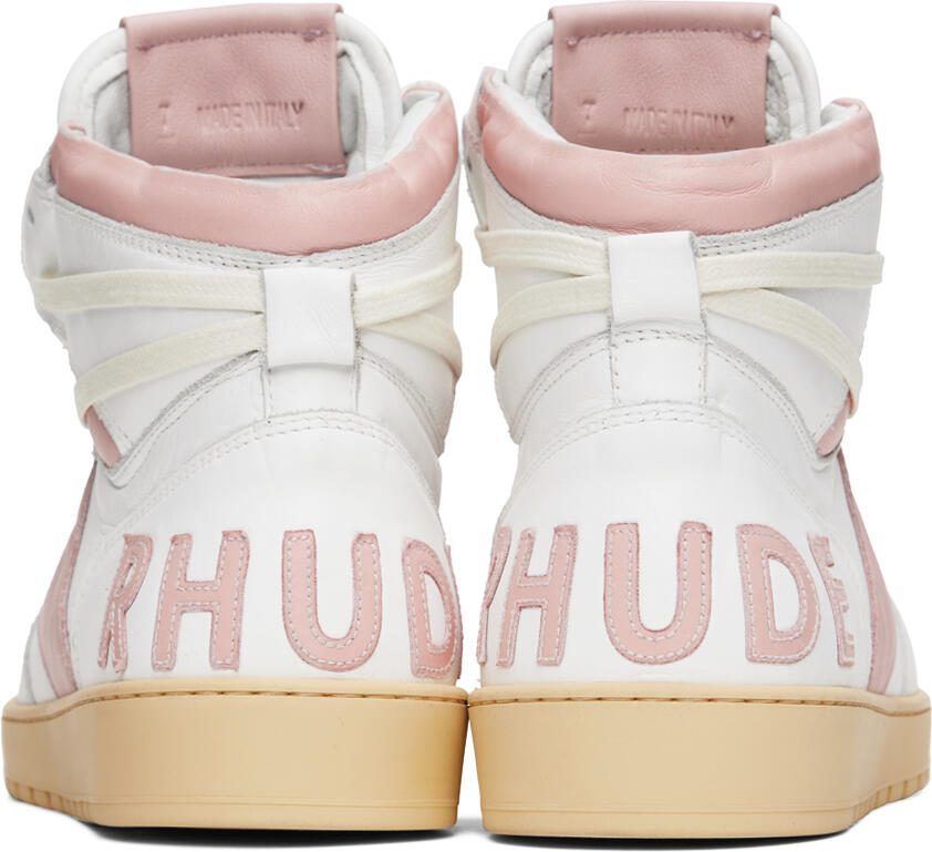 Rhude White  Pink Rhecess Hi Sneakers