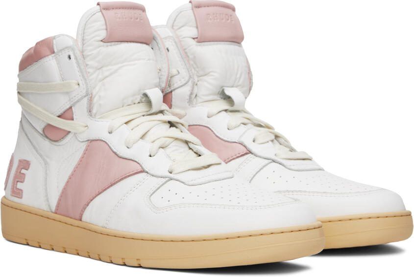 Rhude White  Pink Rhecess Hi Sneakers - Picture 2