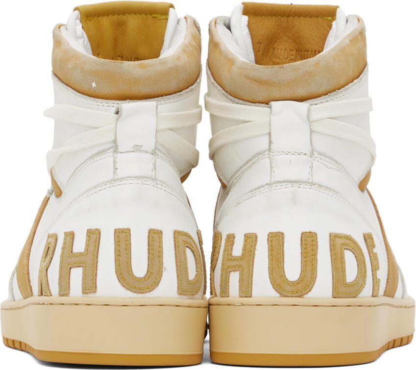 Rhude White  Yellow Rhecess-Sky Hi Sneakers