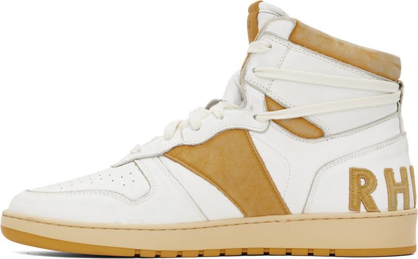 Rhude White  Yellow Rhecess-Sky Hi Sneakers - Picture 3