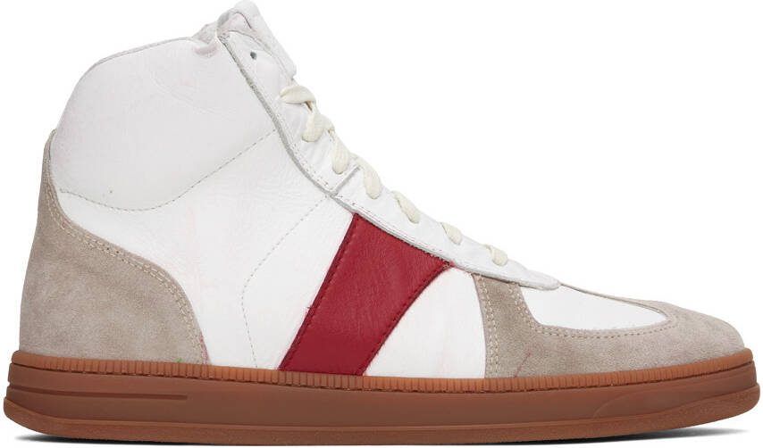 Rhude White  Beige High-Top Sneakers - Picture 5
