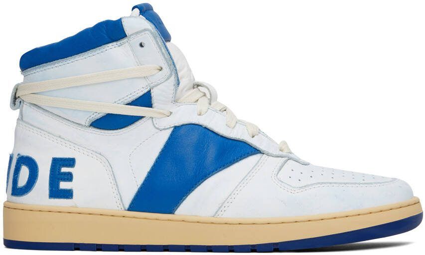 Rhude White  Blue Rhecess Hi Sneakers - Picture 5
