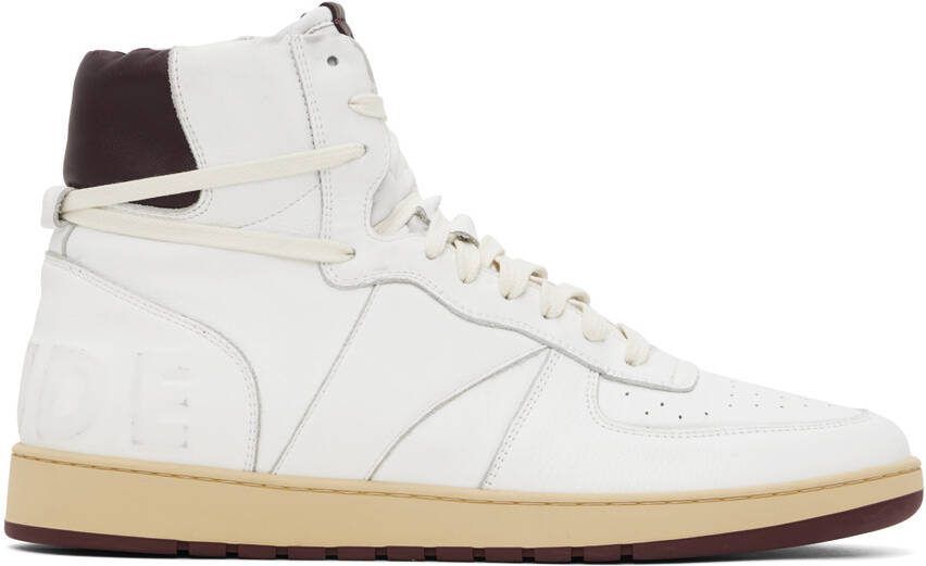 Rhude White  Burgundy Rhecess-Sky Hi Sneakers - Picture 3
