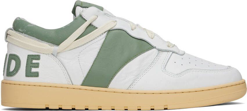 Rhude White  Green Rhecess Low Sneakers