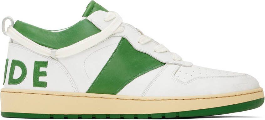 Rhude White  Green Rhecess Low Sneakers - Picture 9