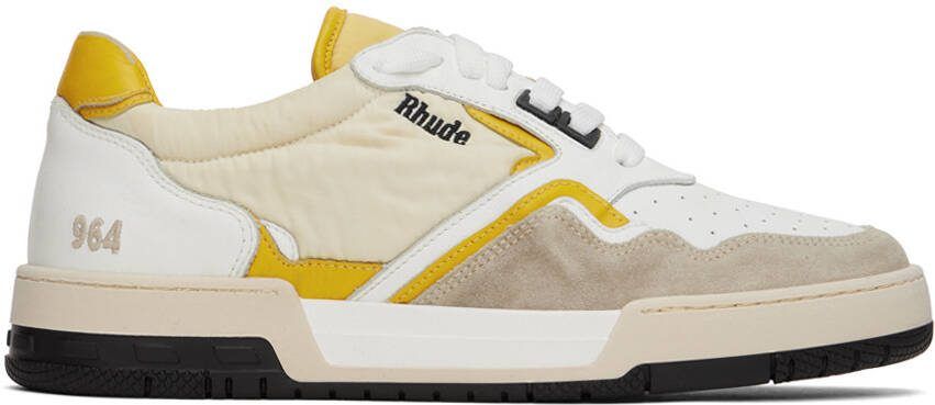 Rhude White  Yellow Racing Sneakers - Picture 5
