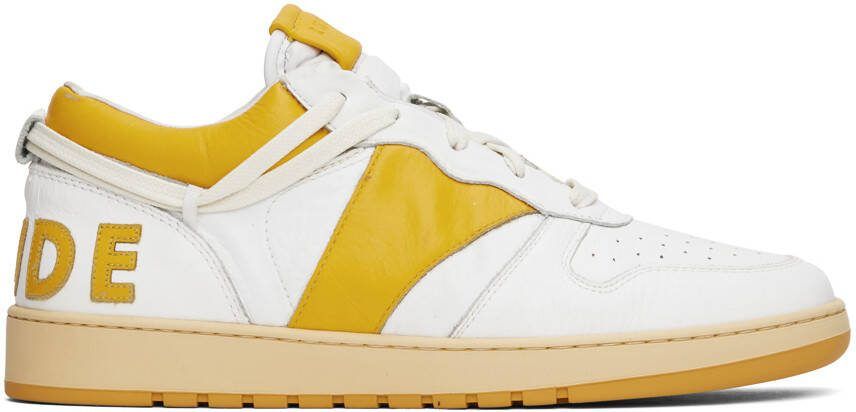 Rhude White  Yellow Rhecess Low Sneakers - Picture 5