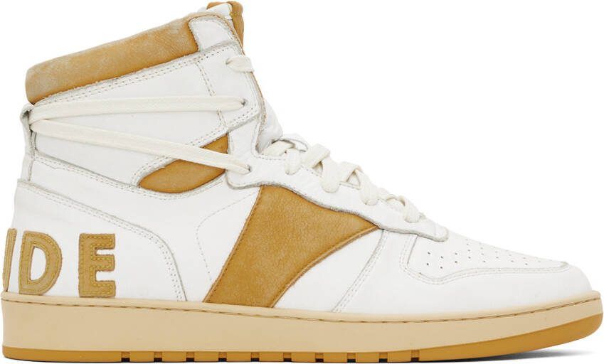 Rhude White  Yellow Rhecess-Sky Hi Sneakers - Picture 5