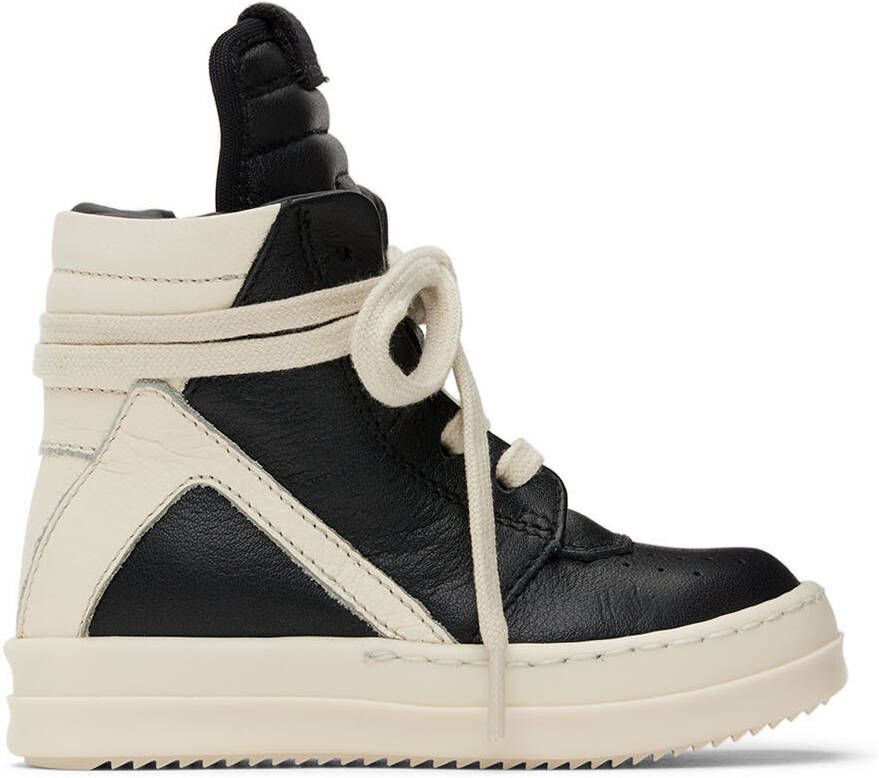 Rick Owens Baby Black  Off-White Geobasket Sneakers - Picture 4