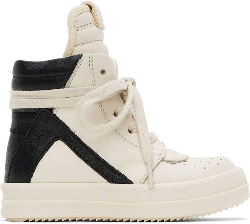 Rick Owens Baby Black  Off-White Geobasket Sneakers - Picture 4