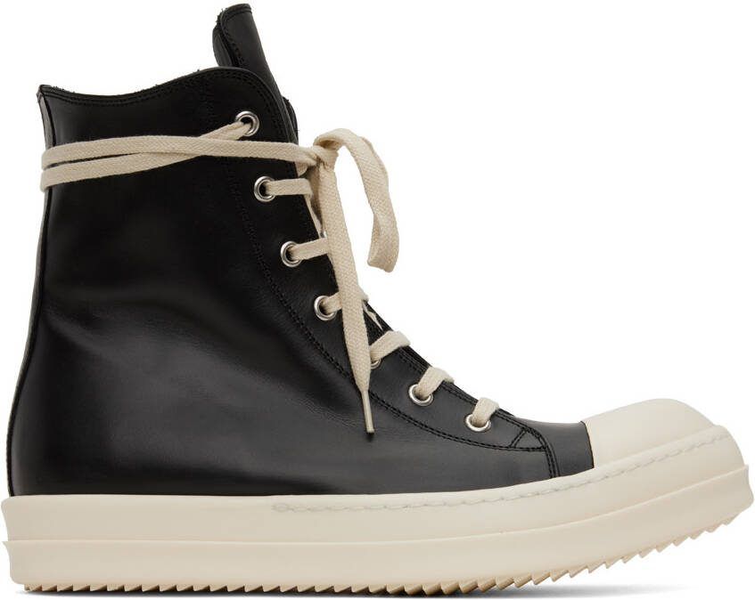 Rick Owens Black High Sneakers - Picture 5