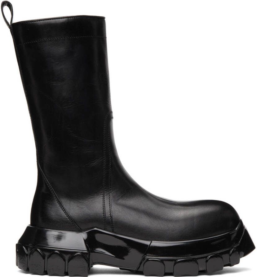 Rick Owens Black Polished Bozo Tractor Boots - Picture 5