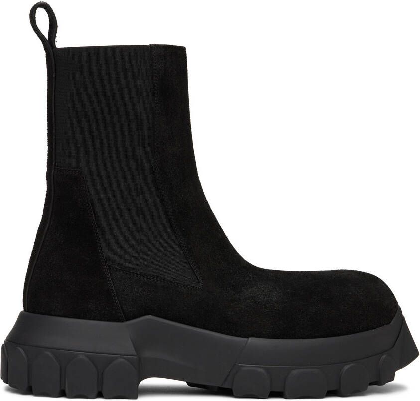 Rick Owens Black Suede Beatle Bozo Tractor Boots - Picture 5