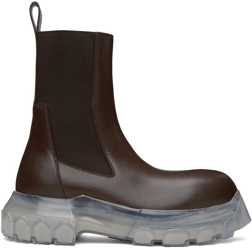 Rick Owens Brown Beatle Bozo Tractor Boots - Picture 5