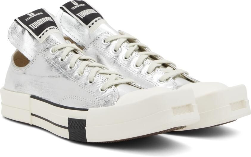 Rick Owens Drkshdw Silver Converse Edition Turbodrk Chuck 70 Low Sneakers - Picture 2