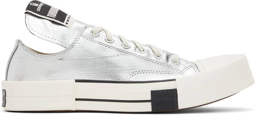 Rick Owens Drkshdw Silver Converse Edition Turbodrk Chuck 70 Low Sneakers - Picture 4