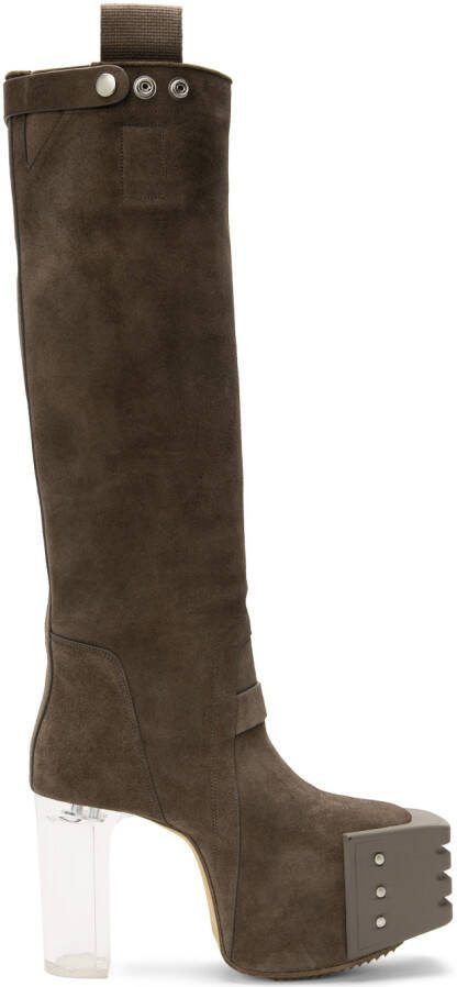 Rick Owens Gray Pull On Platform Boots