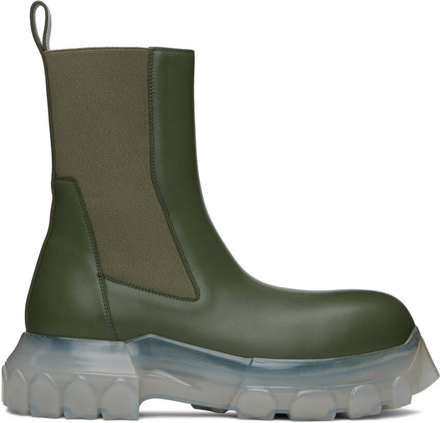 Rick Owens Green Beatle Bozo Tractor Chelsea Boots - Picture 5
