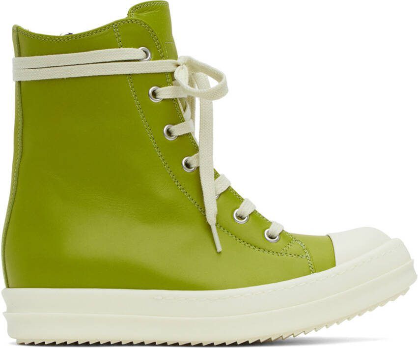 Rick Owens Green High Sneakers - Picture 5