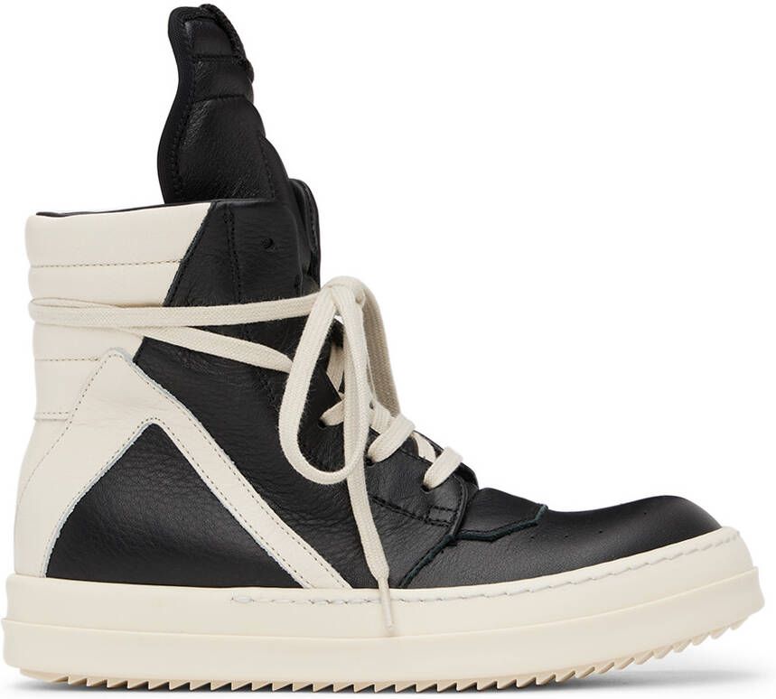 Rick Owens Kids Black  Off-White Geobasket Sneakers - Picture 4