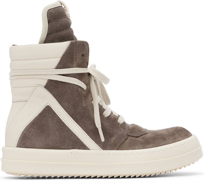 Rick Owens Kids Gray  Off-White Geobasket Sneakers - Picture 4