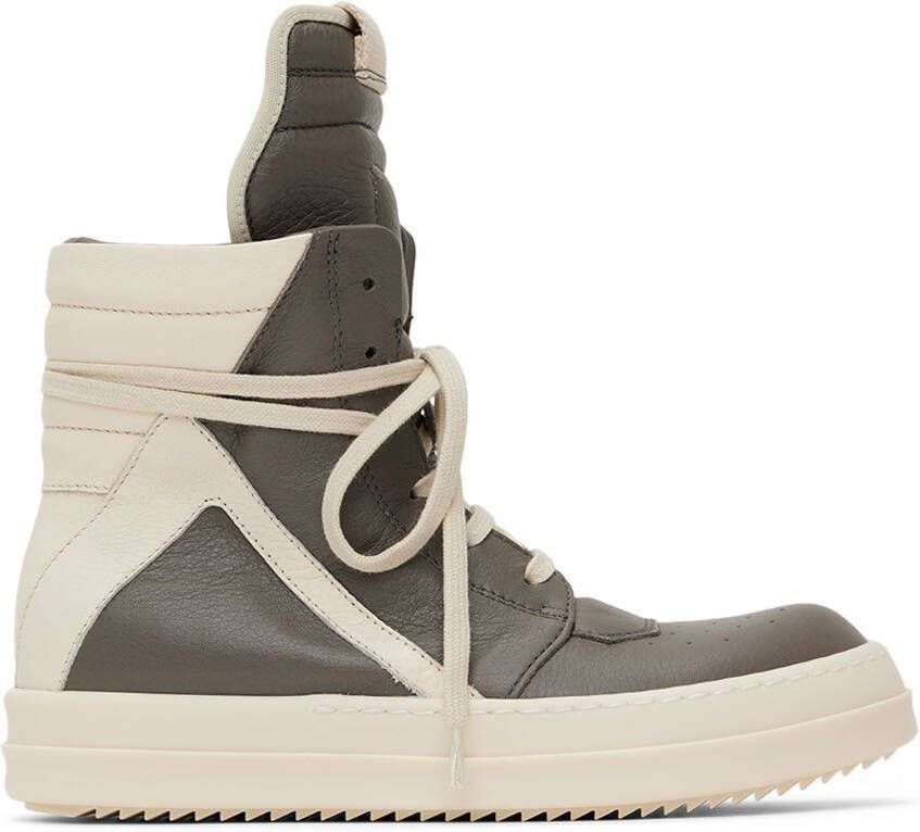 Rick Owens Kids Gray  Off-White Geobasket Sneakers - Picture 5