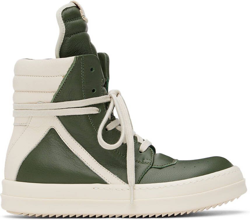 Rick Owens Kids Green  Off-White Geobasket Sneakers - Picture 4