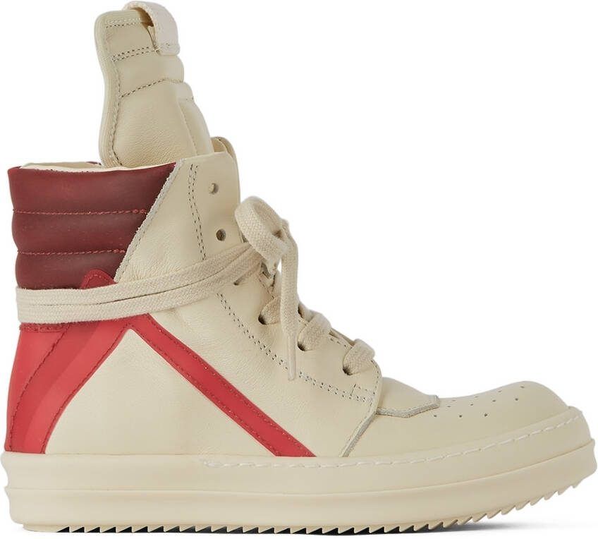Rick Owens Kids Off-White  Red Geobasket High Sneakers - Picture 5