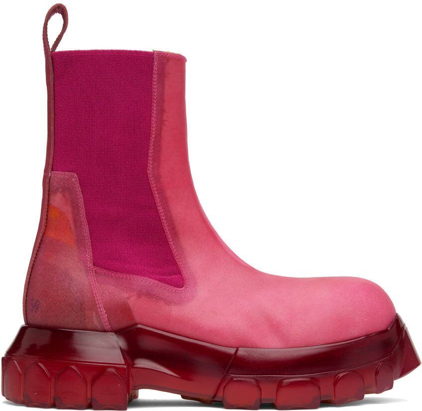 Rick Owens Pink Edfu Beatle Bozo Tractor Chelsea Boots - Picture 5