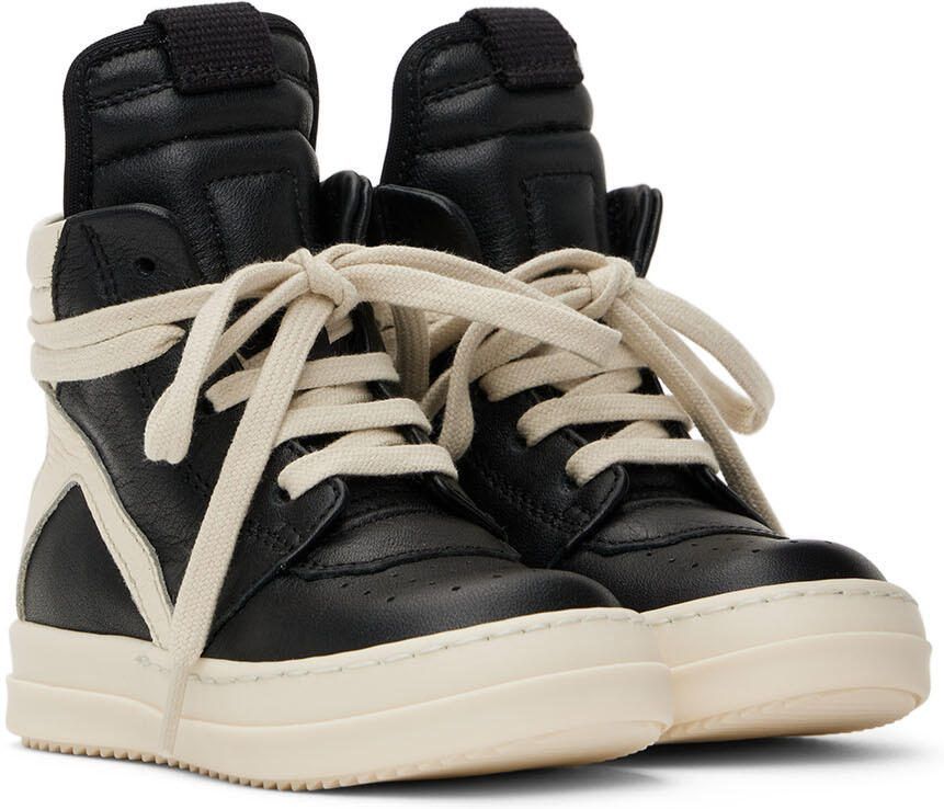 Rick Owens Baby Black  Off-White Geobasket Sneakers - Picture 3