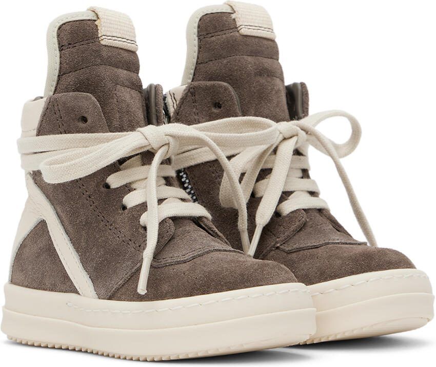 Rick Owens Baby Gray  Off-White Geobasket Sneakers - Picture 2