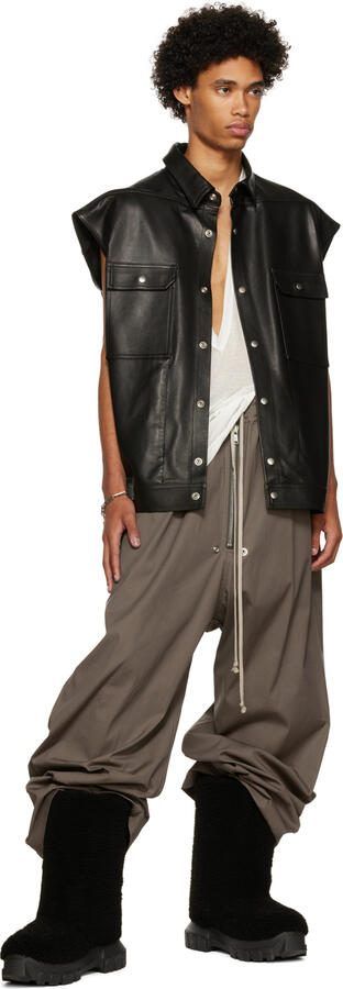 Rick Owens Black Shearling Lunar Tractor Boots - Picture 4