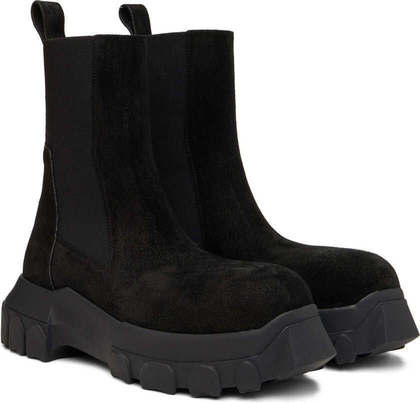 Rick Owens Black Suede Beatle Bozo Tractor Boots - Picture 2