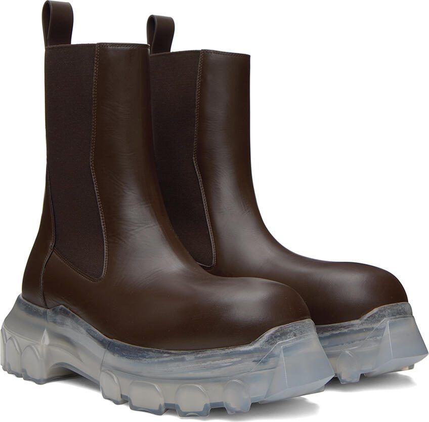 Rick Owens Brown Beatle Bozo Tractor Boots
