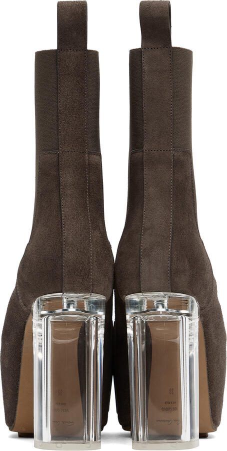 Rick Owens Brown Grilled Platform Boots - Picture 3