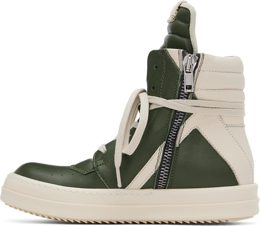 Rick Owens Kids Green  Off-White Geobasket Sneakers - Picture 3