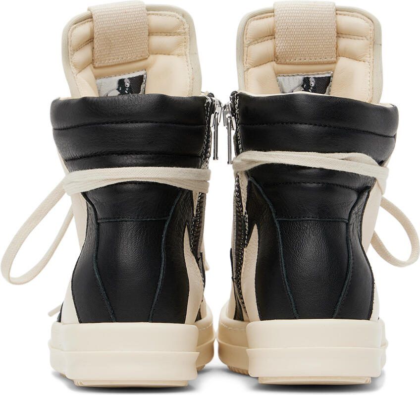 Rick Owens Kids Off-White  Black Geobasket Sneakers
