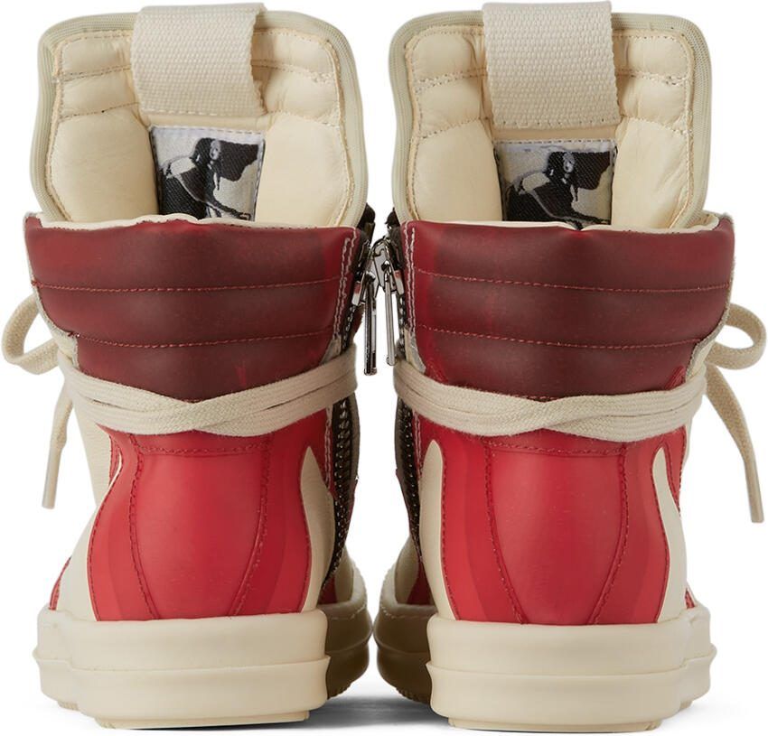 Rick Owens Kids Off-White  Red Geobasket High Sneakers