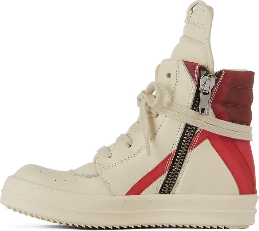 Rick Owens Kids Off-White  Red Geobasket High Sneakers - Picture 3
