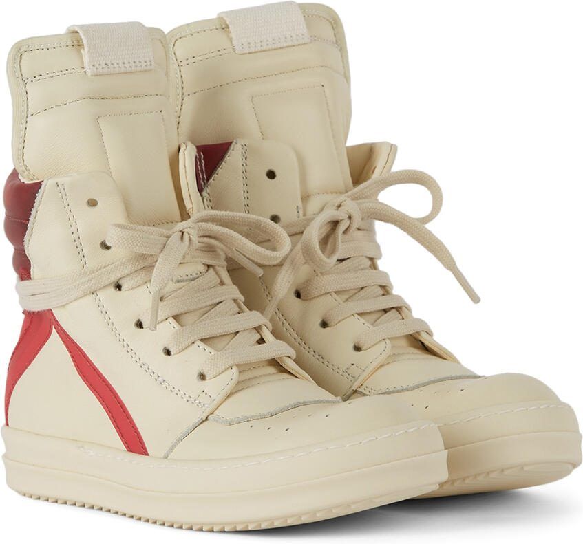 Rick Owens Kids Off-White  Red Geobasket High Sneakers - Picture 2