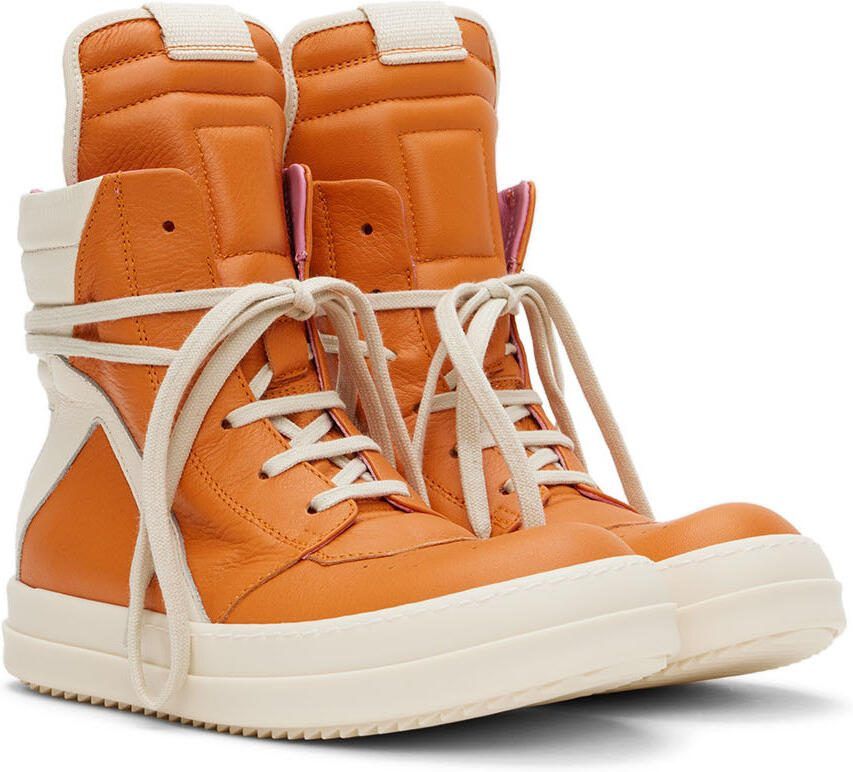 Rick Owens Kids Orange  Off-White Geobasket Sneakers - Picture 2